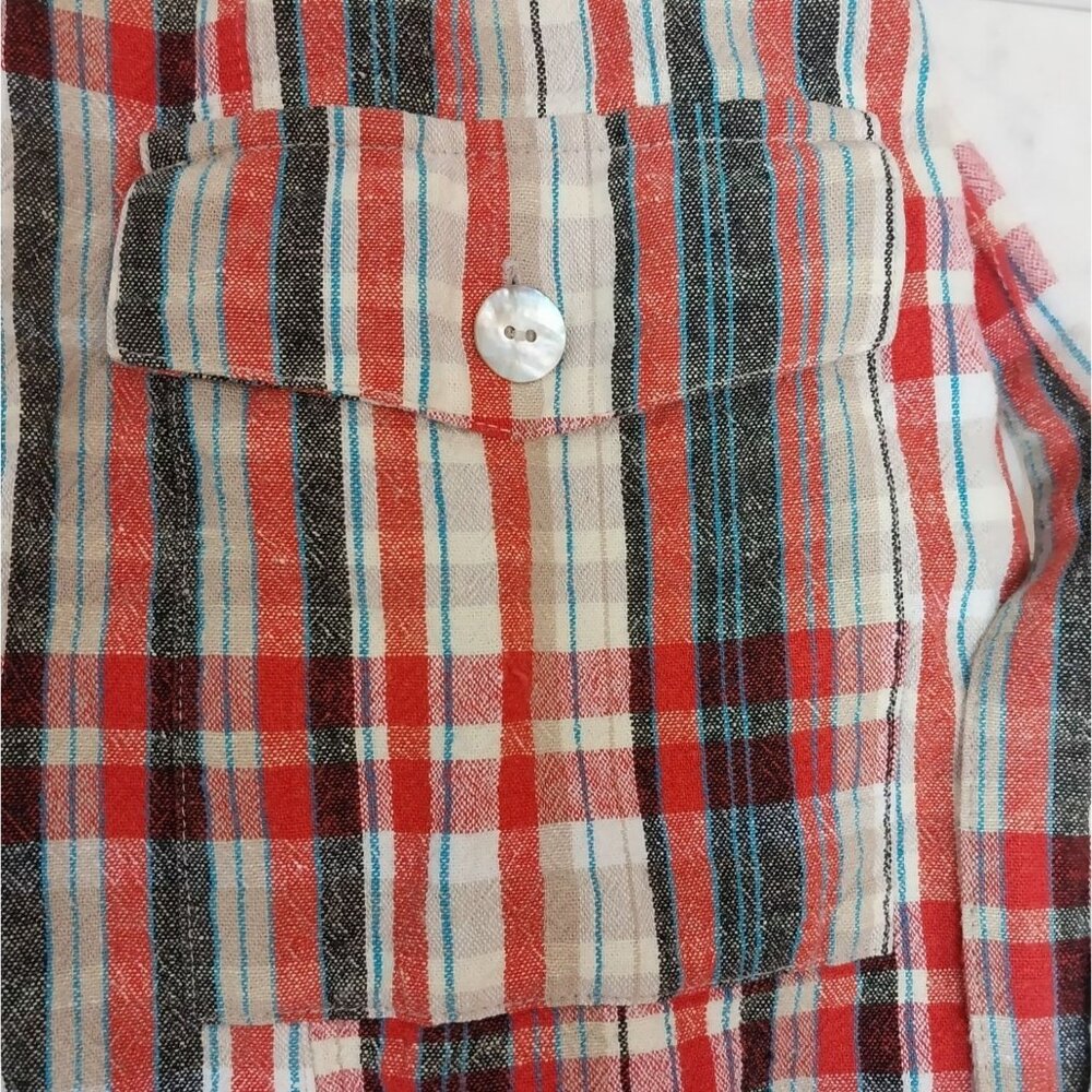 VTG White Stag Linen Blend Casual Button Up Plaid Dress Women's Size 16W - Picture 8 of 12